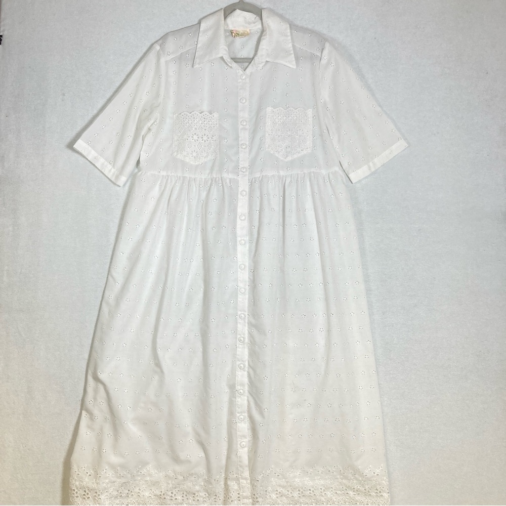 Vintage Bonnie Srauss  Maxi Dress Women's  Embroidered Size 10 White - Picture 3 of 16